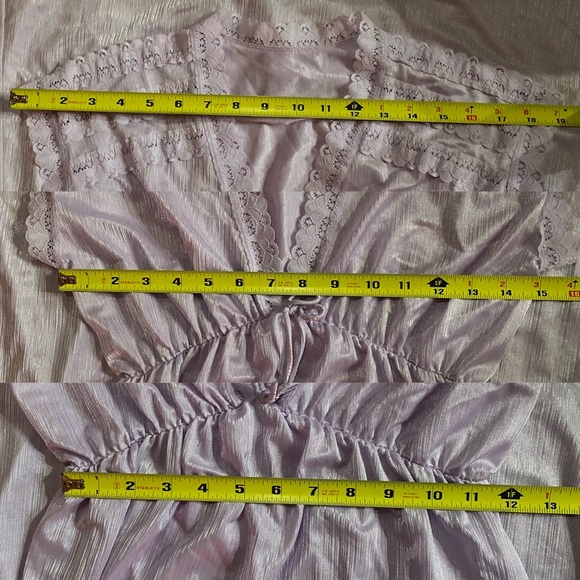 (SOLD) Vintage 1960s Lavender Lilac Pastel Purple Lace Empire Waist Nightgown - Picture 7 of 9